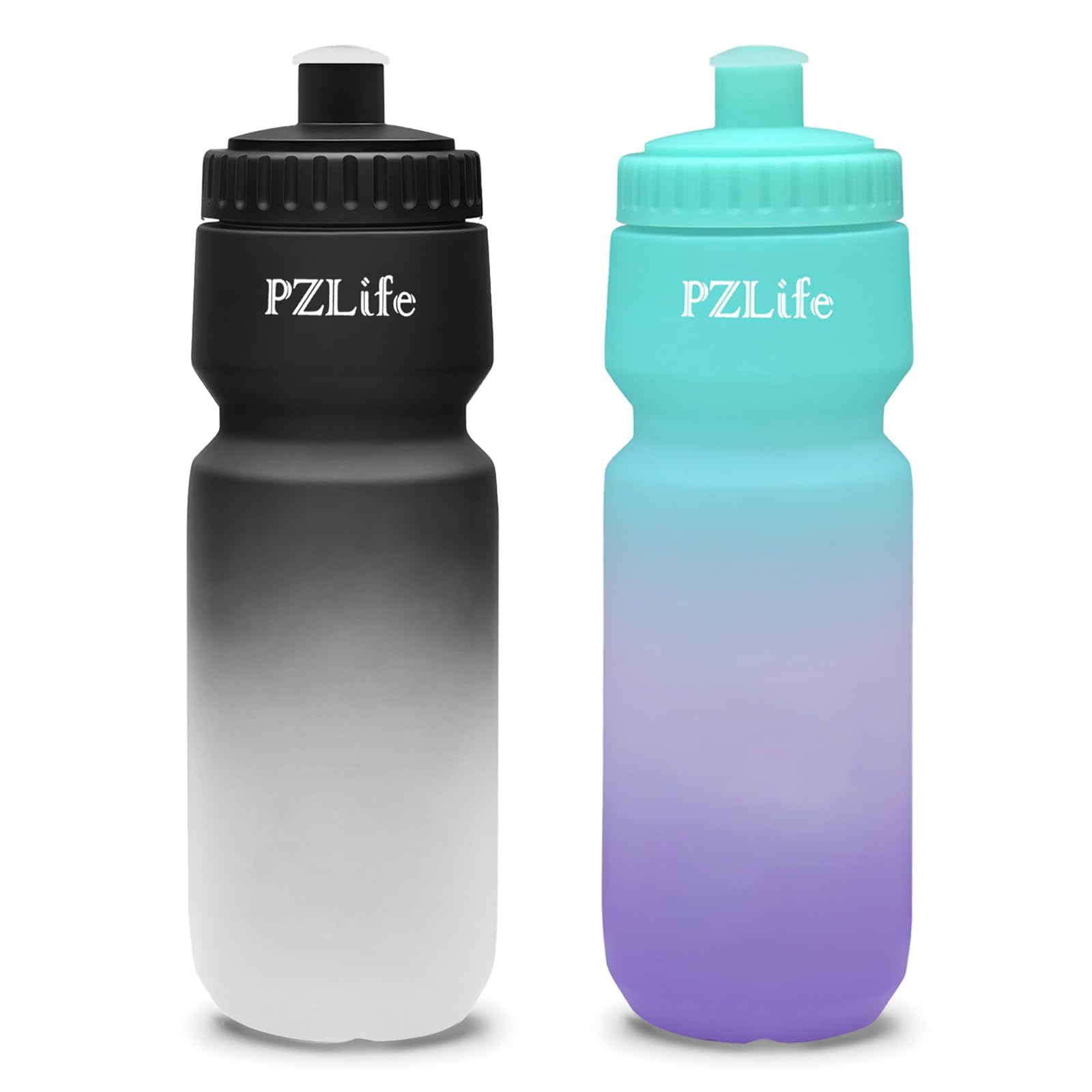 24 oz Bike Water Bottle, Easy Squeeze Cycling & Sports Bottle, BPA Free, Leak Proof with Pull Top Lid, Capacity Scale, for Bicycle, Gym, Running