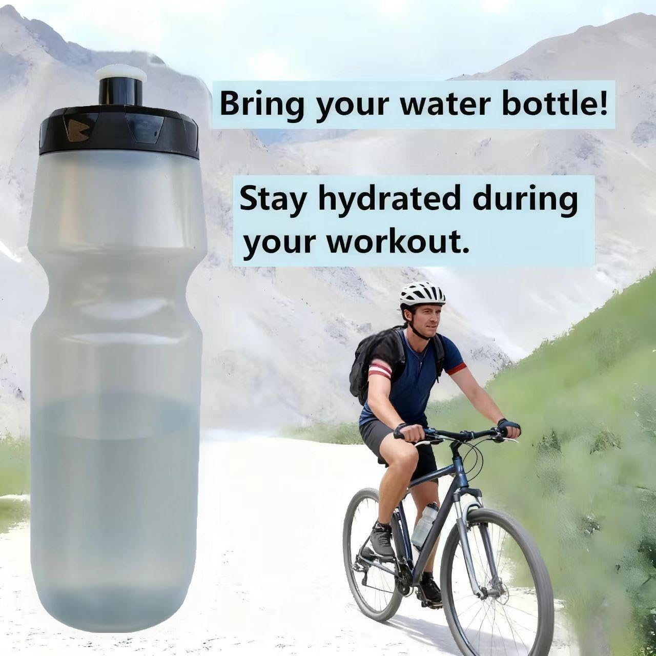 Squeeze Sports Water Bottle, 24oz Leak-Proof BPA-Free Cycling Water Bottles, Suitable for Cycling Gym Hiking Outdoor Sports.(Clear Grey)