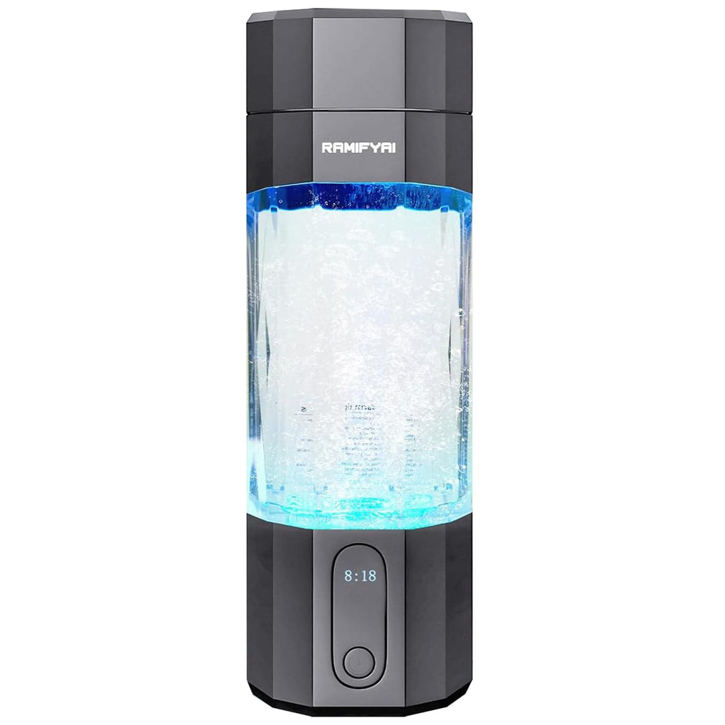 New Upgrade 10000PPB Hydrogen Water Bottle SPE/PEM Technology Seven Colorful Light Double Anti-Slip and Leak-Proof Hydrogen Water Generator with LCD Display (Upgrade Gray)