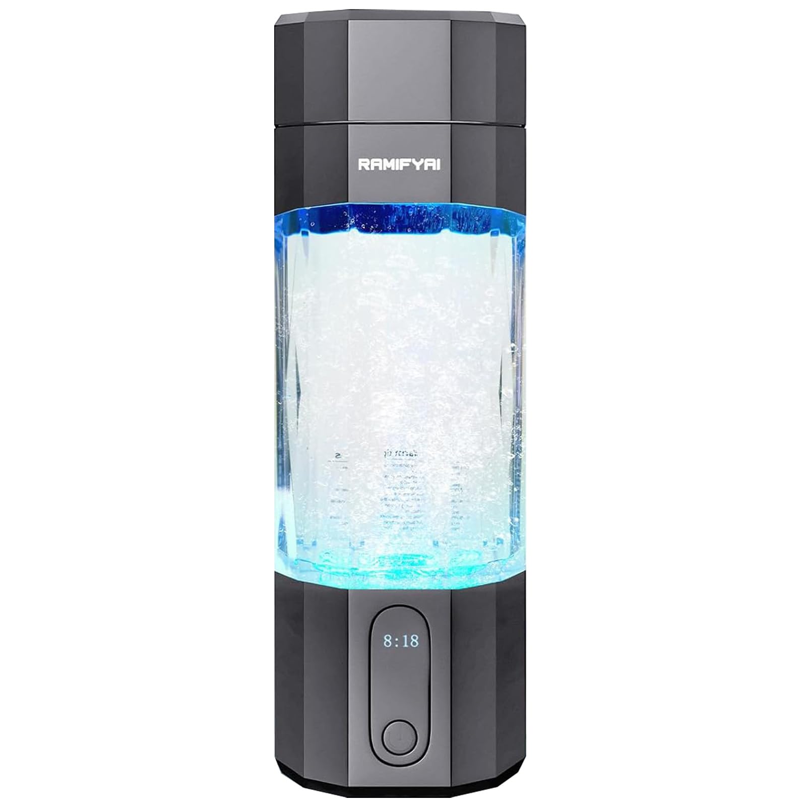 New Upgrade 10000PPB Hydrogen Water Bottle SPE/PEM Technology Seven Colorful Light Double Anti-Slip and Leak-Proof Hydrogen Water Generator with LCD Display (Upgrade Gray)