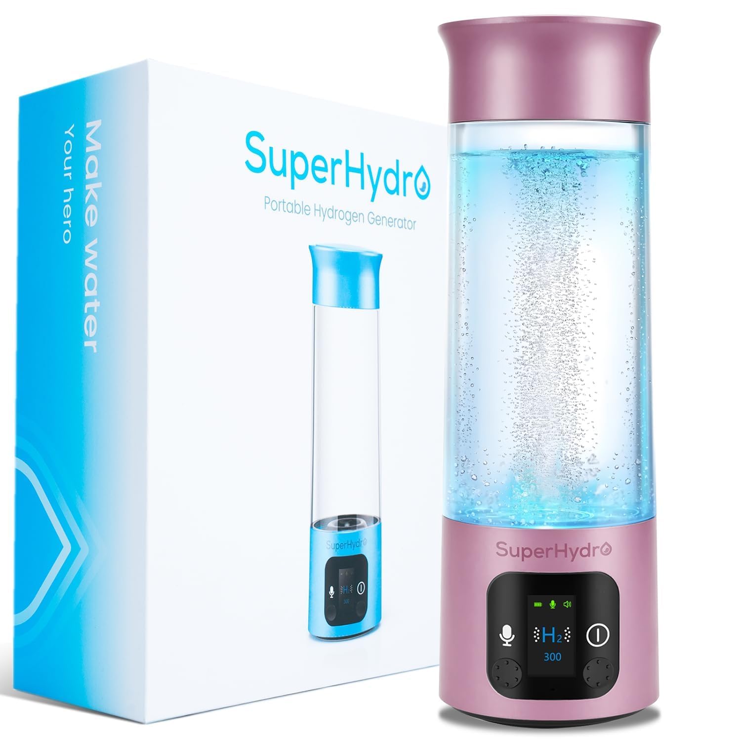 Hydrogen Water Bottle Generator - Up to 6000+ PPB Concentration - SPE/PEM Technology - Voice Reminder - Water Ionizer Machine Suitable for Travel, Daily and Office Drinking - 12oz (Green)