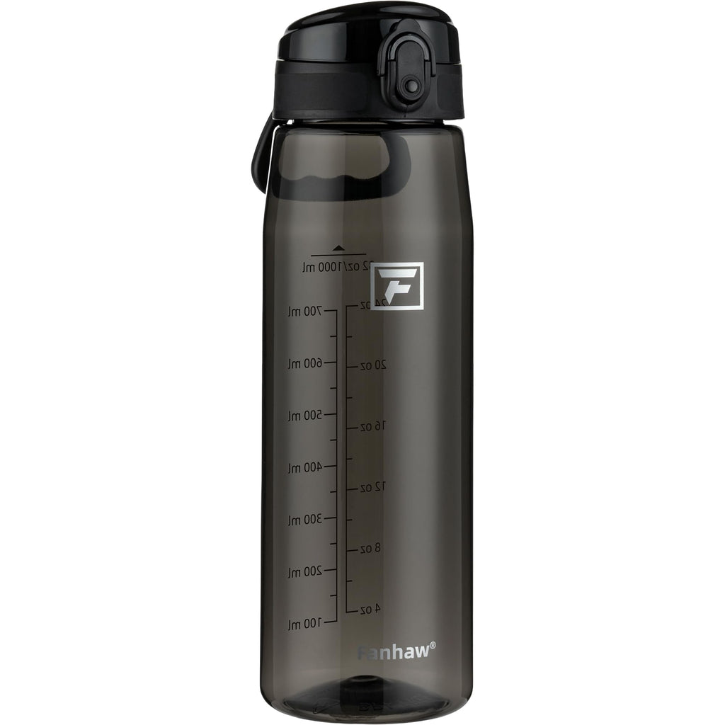 Fanhaw 32 oz Tritan Water Bottle with Chug Lid - Clear, BPA-Free, Lightweight, Wide Mouth, Leak-Proof, Perfect for Gym, Travel, School, Office, and Sports (Clear & Black)