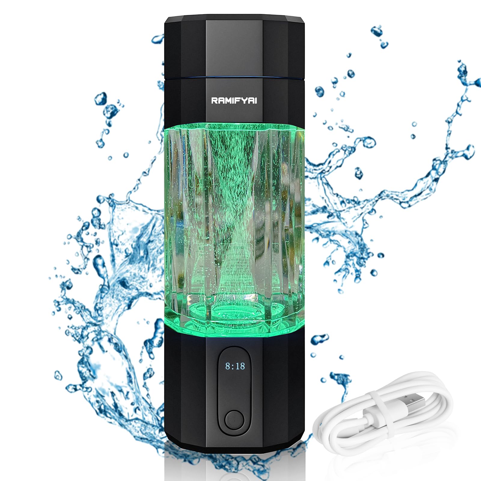 New Upgrade 10000PPB Hydrogen Water Bottle SPE/PEM Technology Seven Colorful Light Double Anti-Slip and Leak-Proof Hydrogen Water Generator with LCD Display (Upgrade Gray)