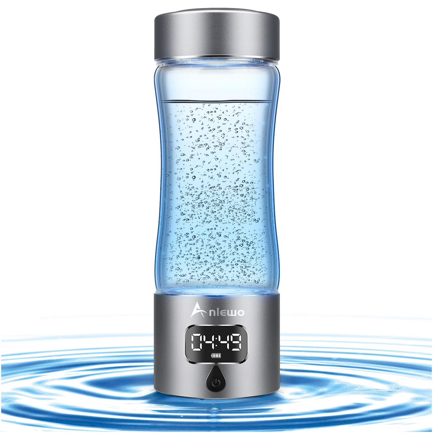 Hydrogen Water Bottle Generator with SPE/PEM Technology, Anlewo Portable H2 Water Ionizer Machine,5000PPB,6 Hours Hydrogen Retention for Family Friends Office Travel Sports Fitness