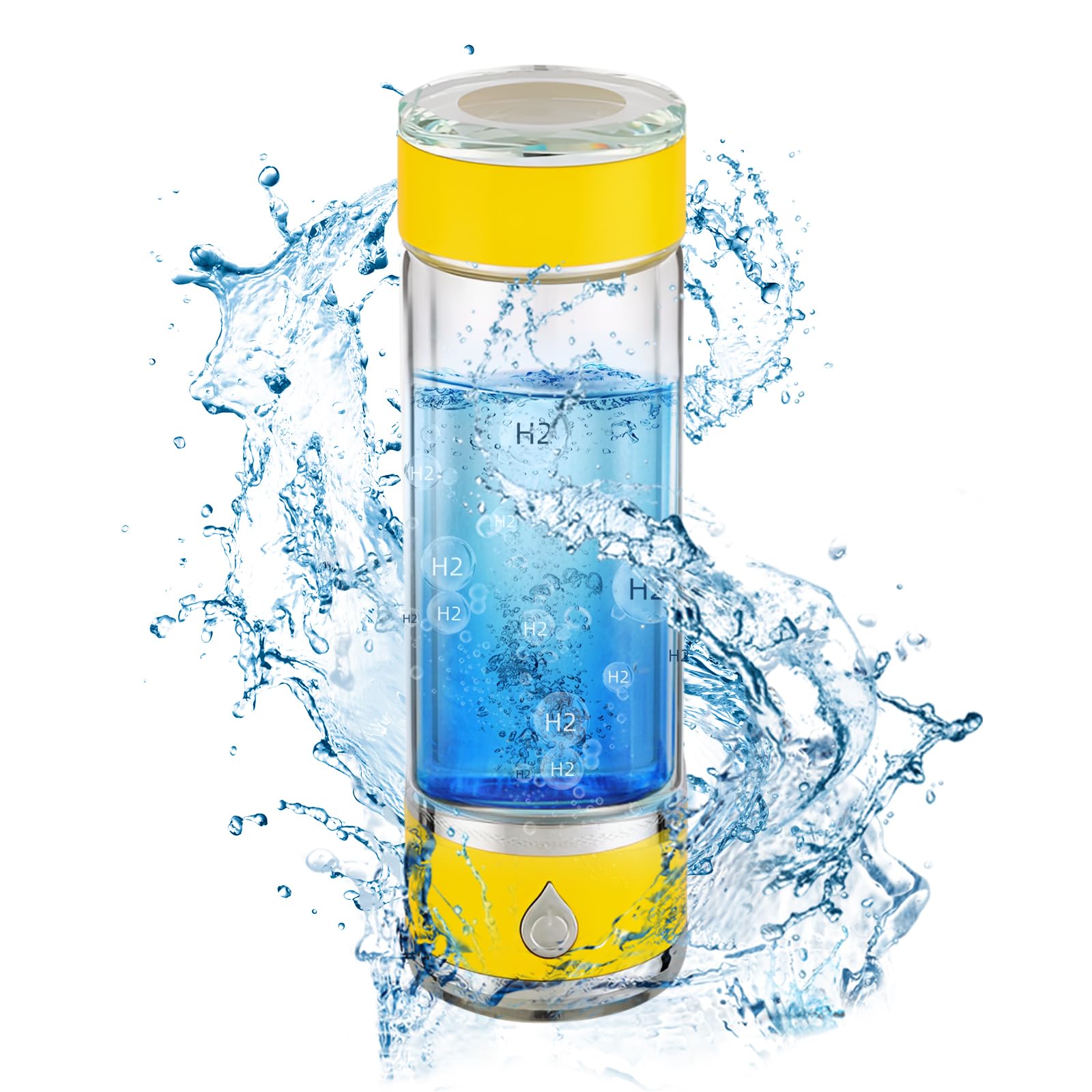 Hydrohealth Hydroh Hydrogen Water Bottle Generator, Portable and Rechargeable Hydro Health Hydrogen Water Bottle Glass with SPE Pem Technology,3 Min 4100 PPB Pure Hydrogen Rich Concentration