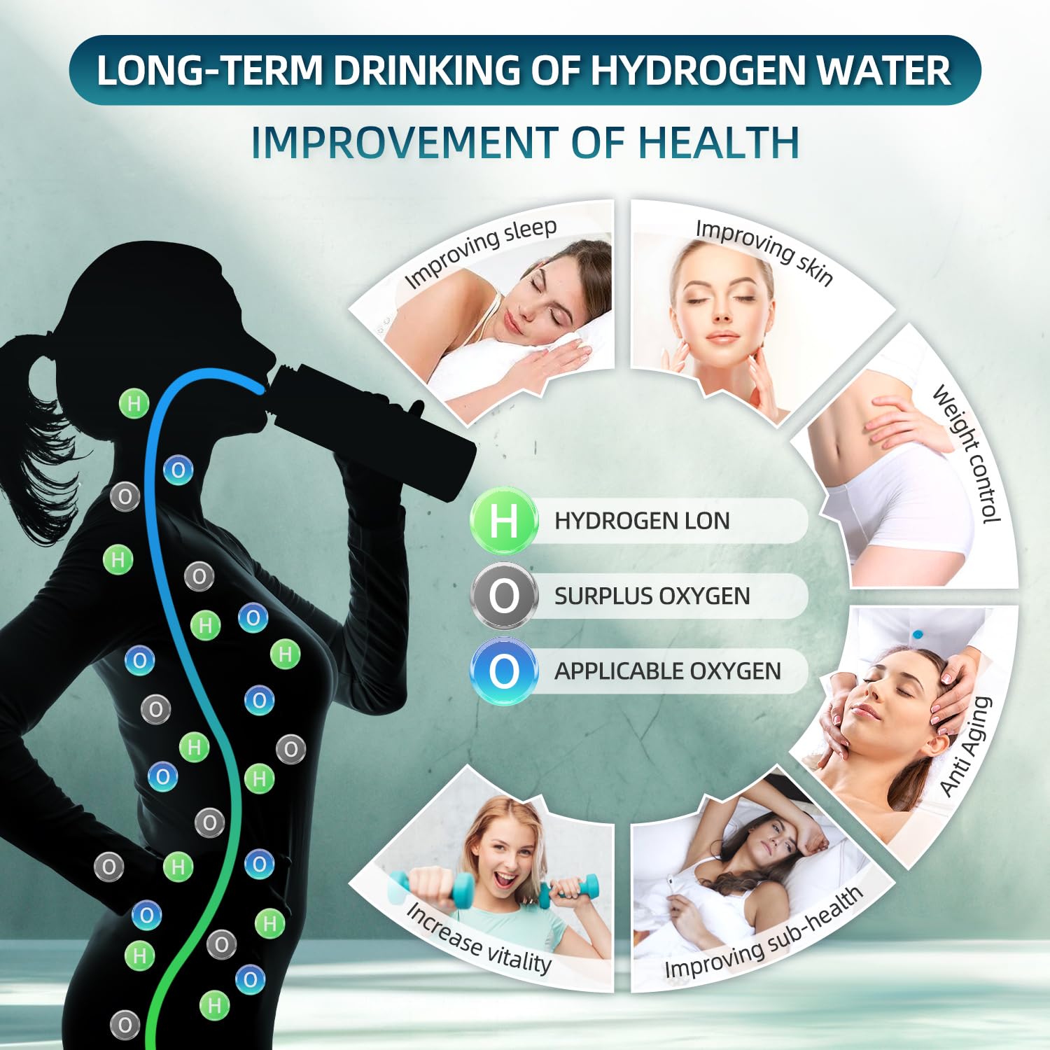 Hydrogen Water Bottle, 4000PPB Hydrogen Water Generator with SPE PEM Tech, 11OZ Food-Grade PC Hydro Water Machine, Health Care Gifts for Husband, Wife, Family, Friends, Travel