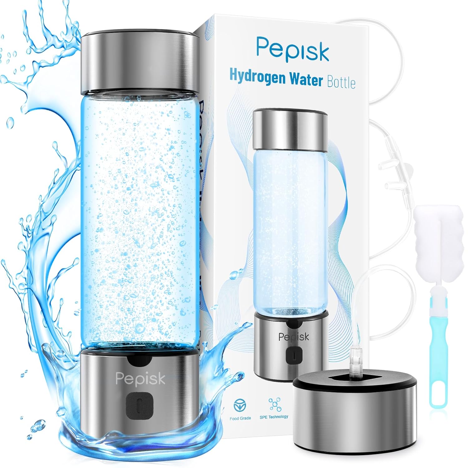 2025 New Hydrogen Water Generator Bottles, Hydrogenated Water Bottle with SPE PEM Technology, 460ml(16OZ) Hydrogen Water Bottle Generator for Home, Office, and Travel-Certified H2 Generator-Gift Box