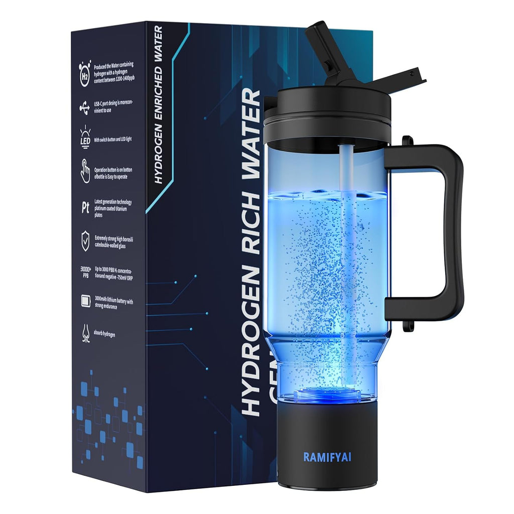 2025 New Upgrade Hydrogen Water Bottle with Braces SPE&PEM Technican 1000ML for Hydrogen Water Generator (Hydrogen Water Bottle with Straw, 1000ML)