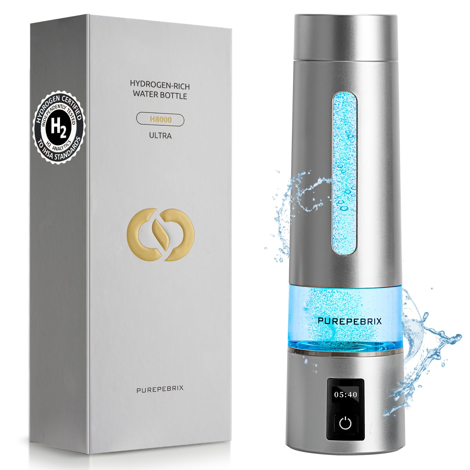 2025 Update Hydrogen Water Bottle Generator - Up to 8100 PPB | Certified H2 Generator-Portable Alkaline Water Pitcher | 3 Hydrogen Modes| Platinum-Iridium Catalyst | Healthy Gift