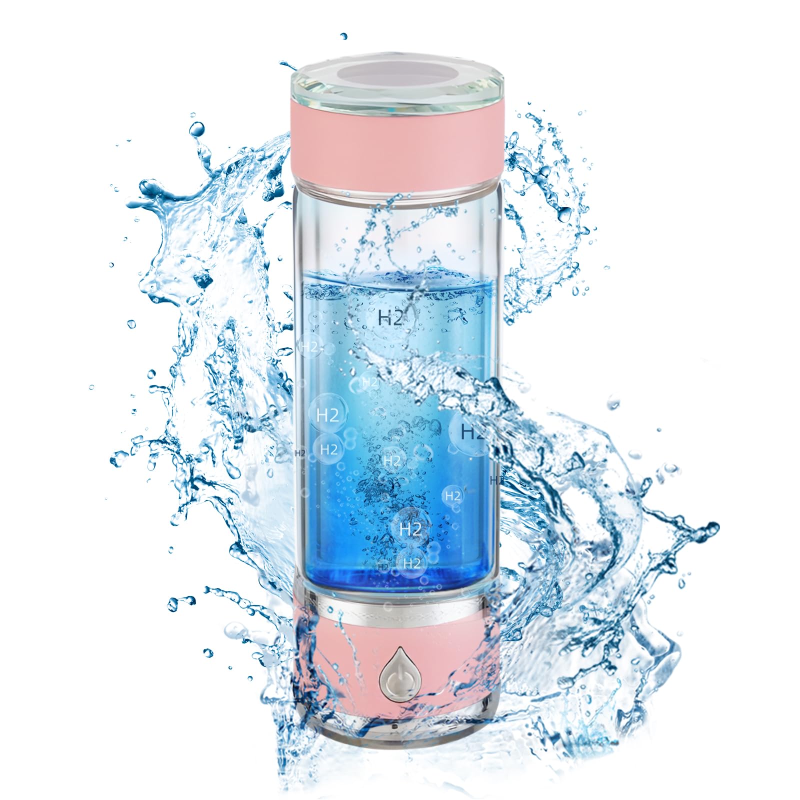 Hydrohealth Hydroh Hydrogen Water Bottle Generator, Portable and Rechargeable Hydro Health Hydrogen Water Bottle Glass with SPE Pem Technology,3 Min 4100 PPB Pure Hydrogen Rich Concentration