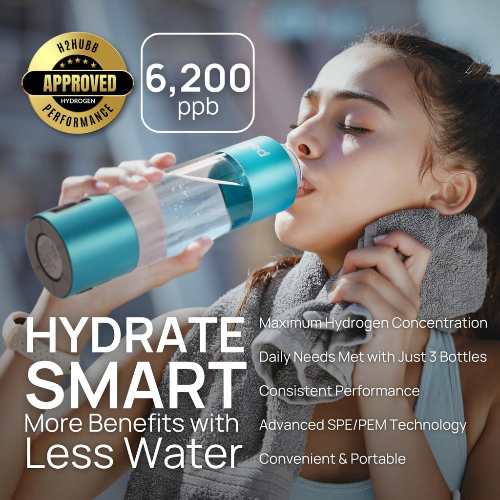 Certified Hydrogen Water Bottle Generator I 6200 PPB Portable Ionizer I SPE PEM Electrolysis I Rechargeable I Aussie Owned I Enhance Hydration & Wellness I 270ml/9.13oz (Blue)
