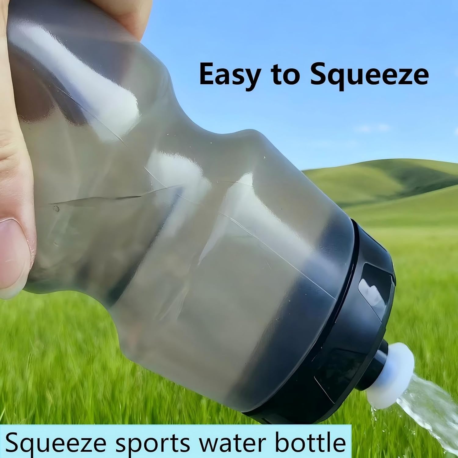 Squeeze Sports Water Bottle, 24oz Leak-Proof BPA-Free Cycling Water Bottles, Suitable for Cycling Gym Hiking Outdoor Sports.(Clear Grey)