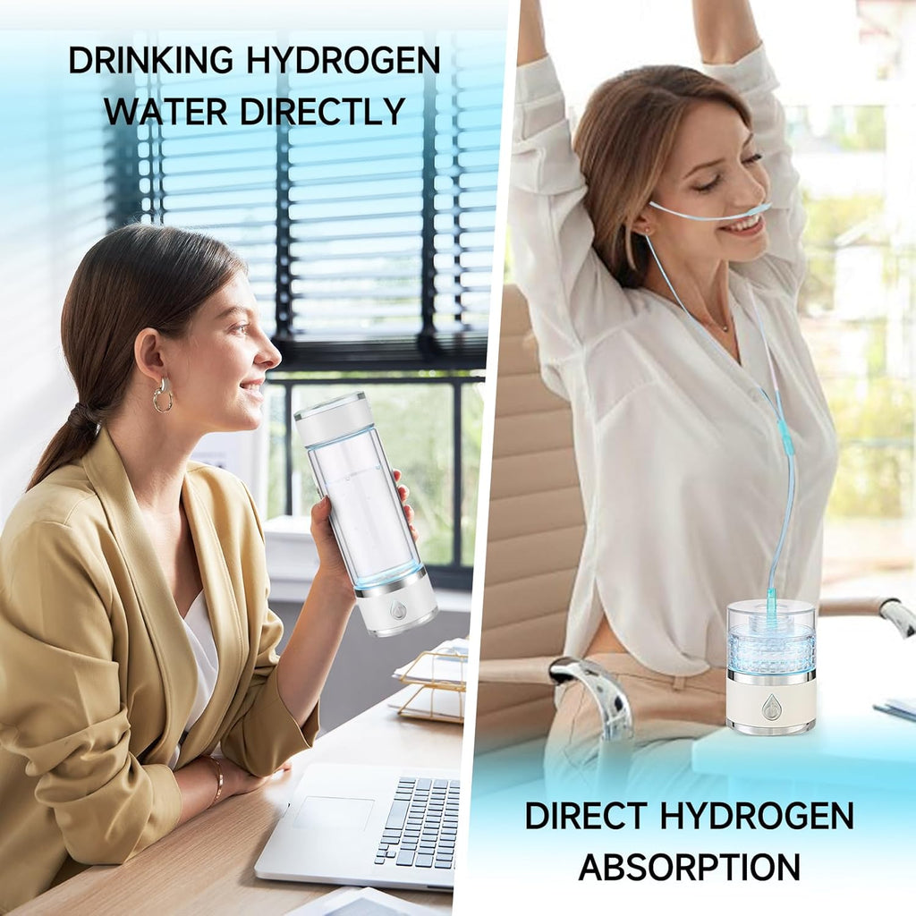 Hydrohealth Hydroh Hydrogen Water Bottle Generator, Portable and Rechargeable Hydro Health Hydrogen Water Bottle Glass with SPE Pem Technology,3 Min 4100 PPB Pure Hydrogen Rich Concentration
