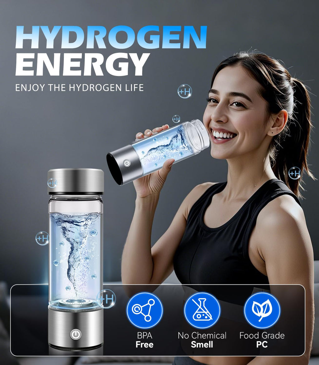 New Upgrade Hydrogen Water Bottle Generator 【NO.1 Double Hydrogen Content】 【Industry TOP - 24-Hour Hydrogen Lock】 | 0 Chlorine & 0 Ozone | 100% Leak-Proof Seal, Hydrogen Water Bottle Generator