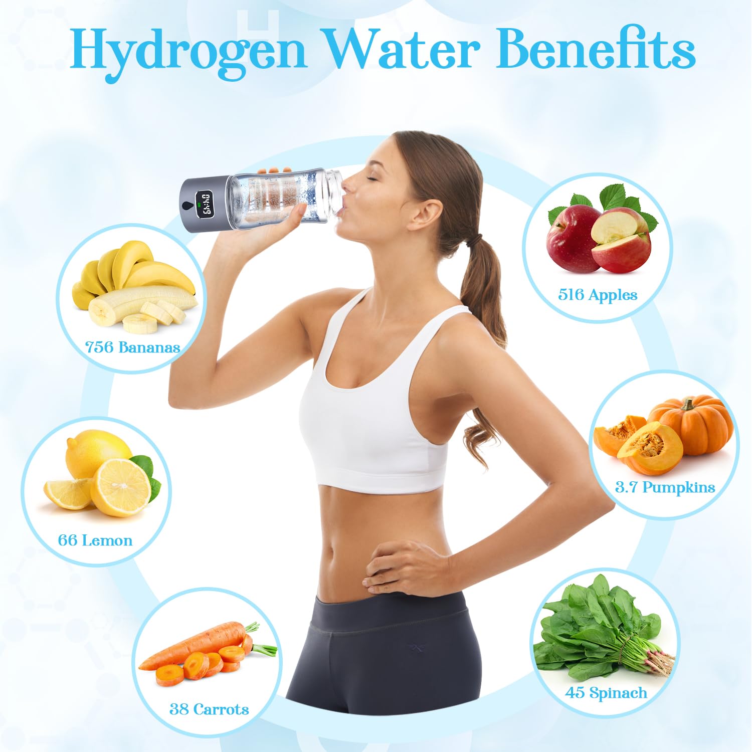 Hydrogen Water Bottle Generator with SPE/PEM Technology, Anlewo Portable H2 Water Ionizer Machine,5000PPB,6 Hours Hydrogen Retention for Family Friends Office Travel Sports Fitness