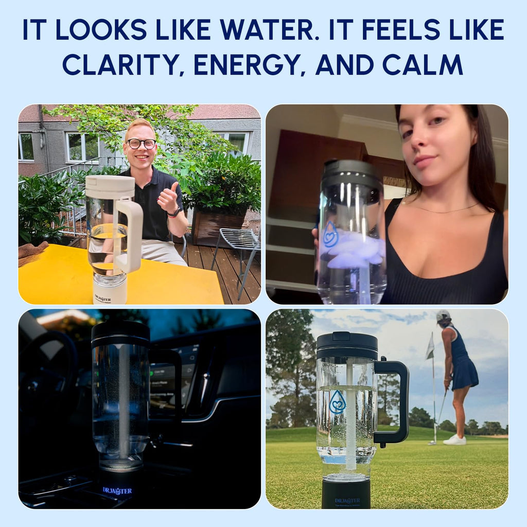 Hydrogen Water Bottle - 3X More Hydrogen Concentration - 32oz Hydrogen Water Bottle Generator - Portable Hydrogen Water Machine | Certified H2 Generator - HydroStanley Black
