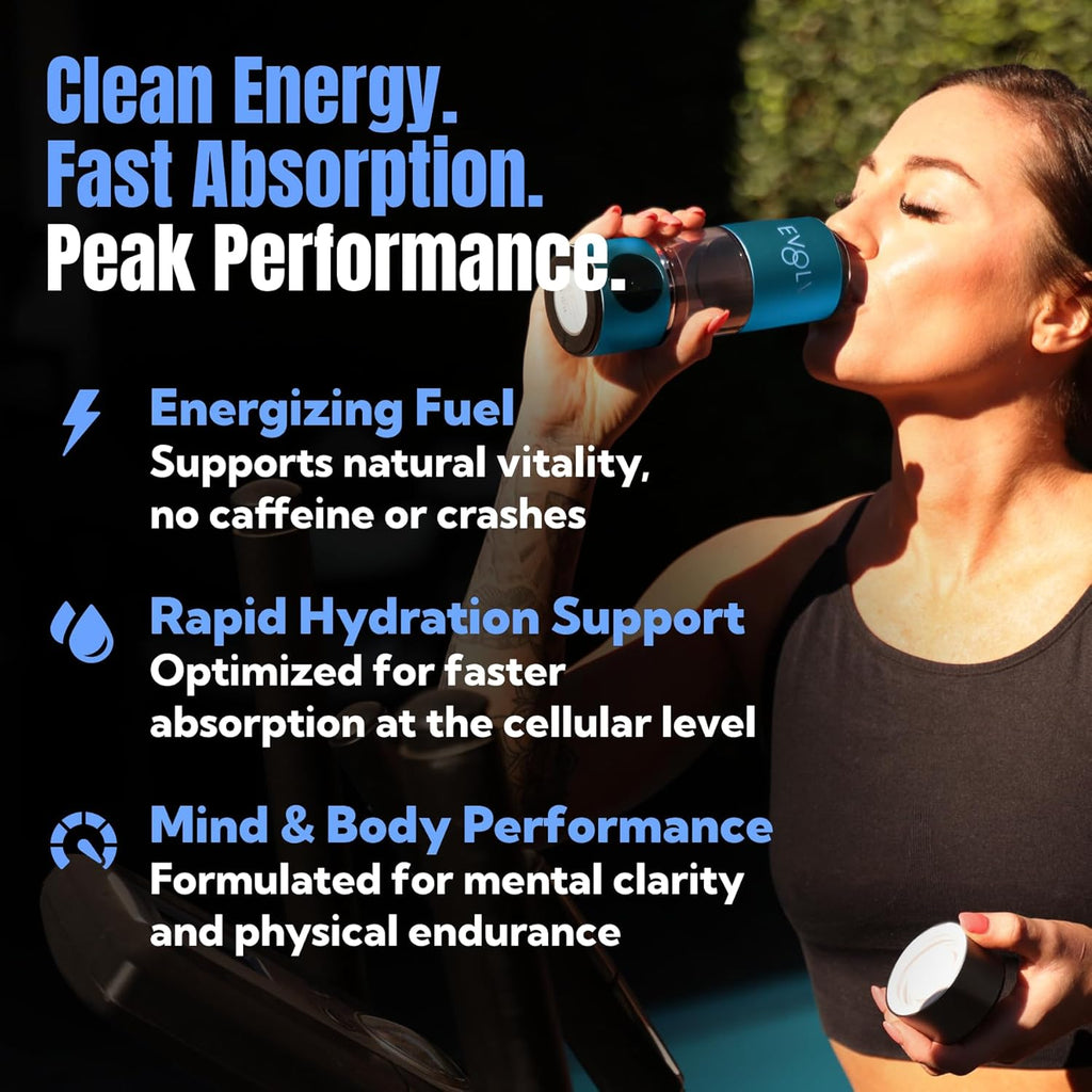 EVOLV Hydrogen Water Bottle Generator – SPE & PEM Water Ionizer 5.4PPM, Highest H2 Concentration – Portable 8oz Hydrogenated Water Bottle – Leak-Proof Hydrogen Water Machine, Easy to Use – Turquoise