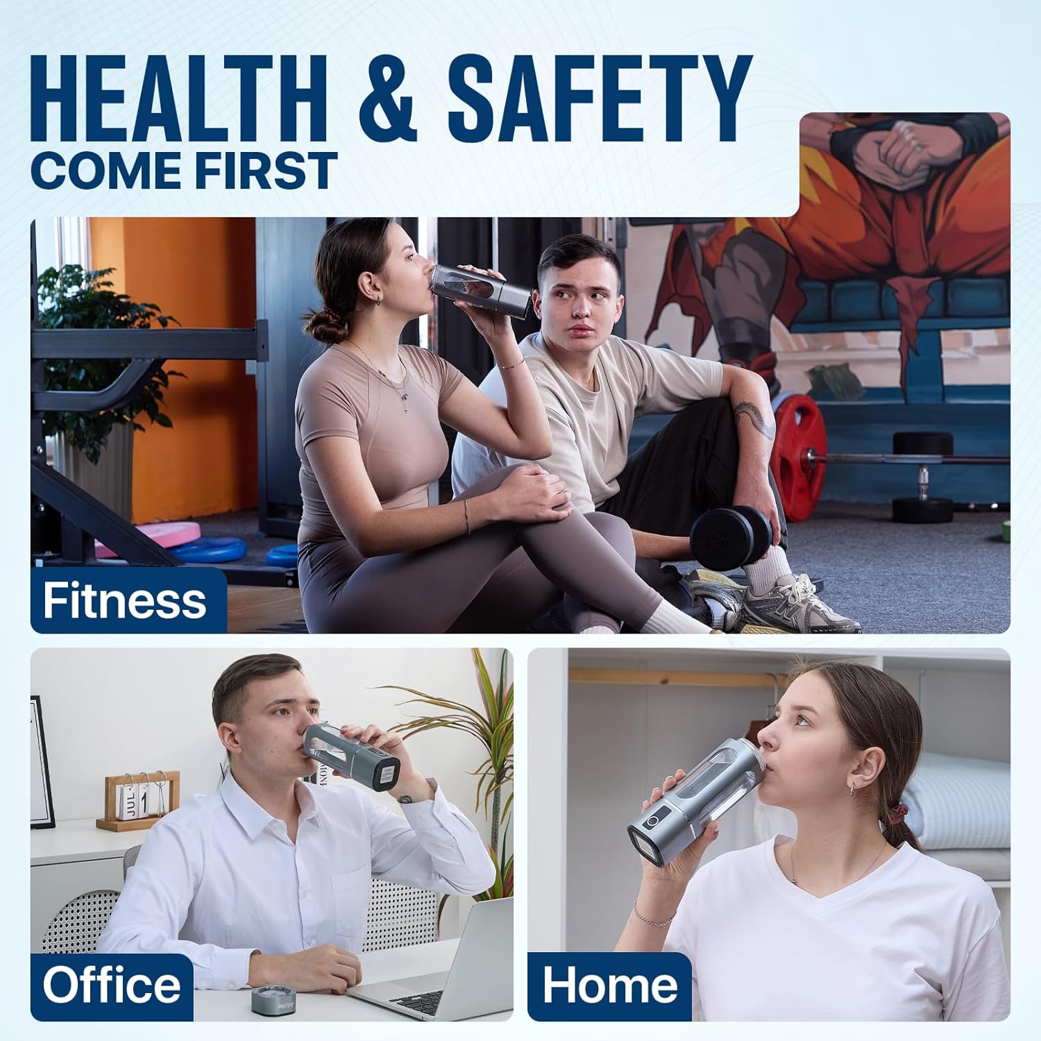 Portable Hydrogen Water Bottle Generator 280ML | Molecular Hydrogen Water Machine with SPE PEM | 8000 PPB and Dual Mode Timer, Lightweight Hydro Bottle for Office, Gym, Home, and Travel