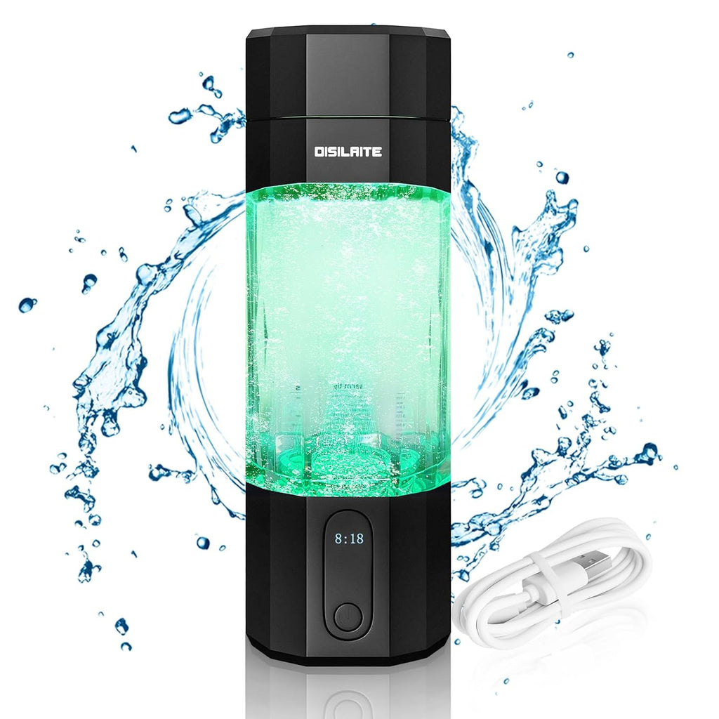 10000PPB+ Hydrogen Water Bottle SPE PEM Technology Hydrogen Water Generator with Seven Colorful Light-Best Hydrogen Water Technology (S-Black)