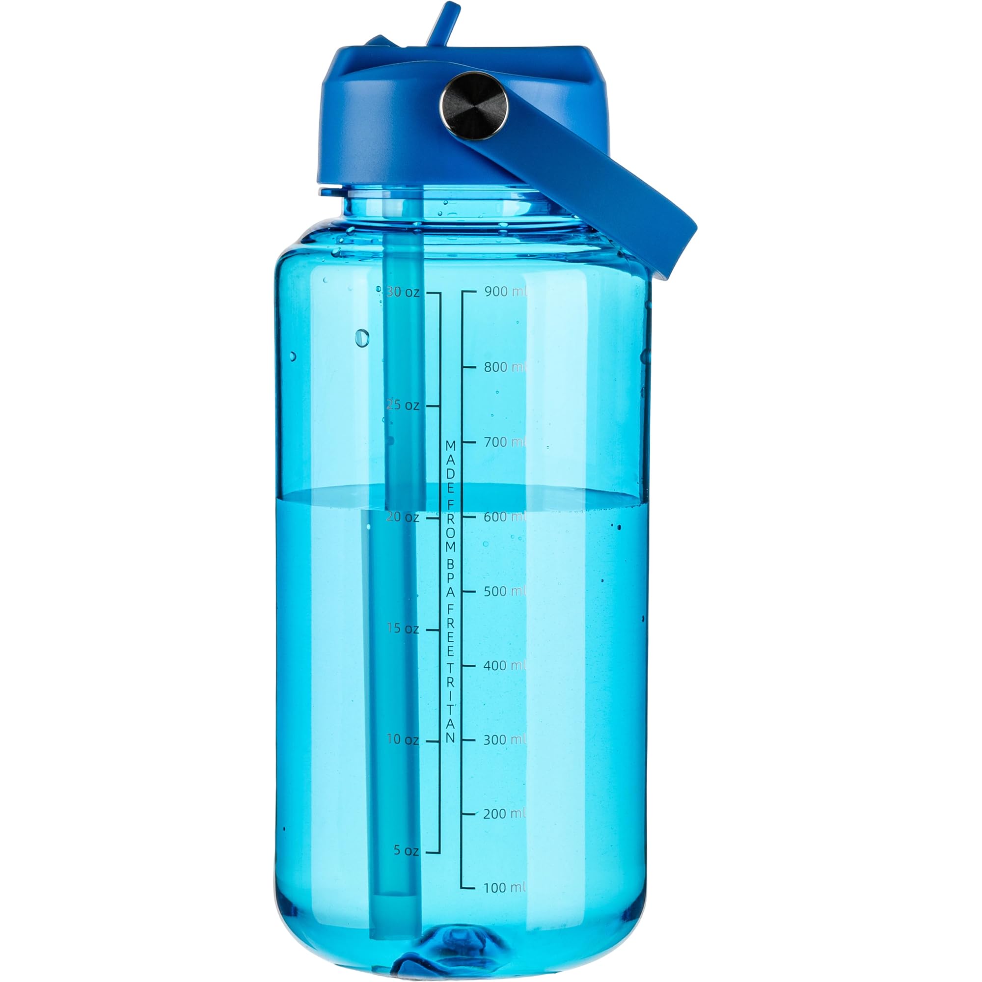 OLDLEY 32 oz Clear Water Bottle with Straw,Tritan BPA-Free, Wide Mouth, Leak Proof - for Gym, Travel, Home, School, Office (Army Green)