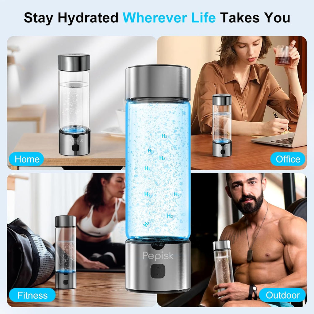 2025 New Hydrogen Water Generator Bottles, Hydrogenated Water Bottle with SPE PEM Technology, 460ml(16OZ) Hydrogen Water Bottle Generator for Home, Office, and Travel-Certified H2 Generator-Gift Box