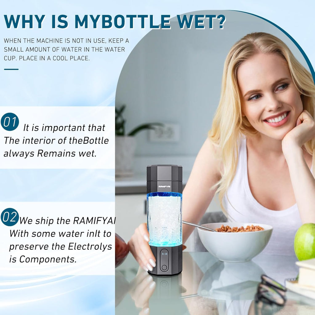 New Upgrade 10000PPB Hydrogen Water Bottle SPE/PEM Technology Seven Colorful Light Double Anti-Slip and Leak-Proof Hydrogen Water Generator with LCD Display (Upgrade Gray)