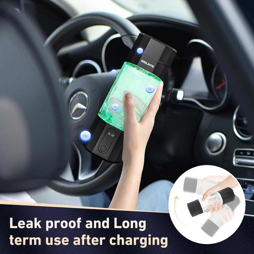 10000PPB+ Hydrogen Water Bottle SPE PEM Technology Hydrogen Water Generator with Seven Colorful Light-Best Hydrogen Water Technology (S-Black)