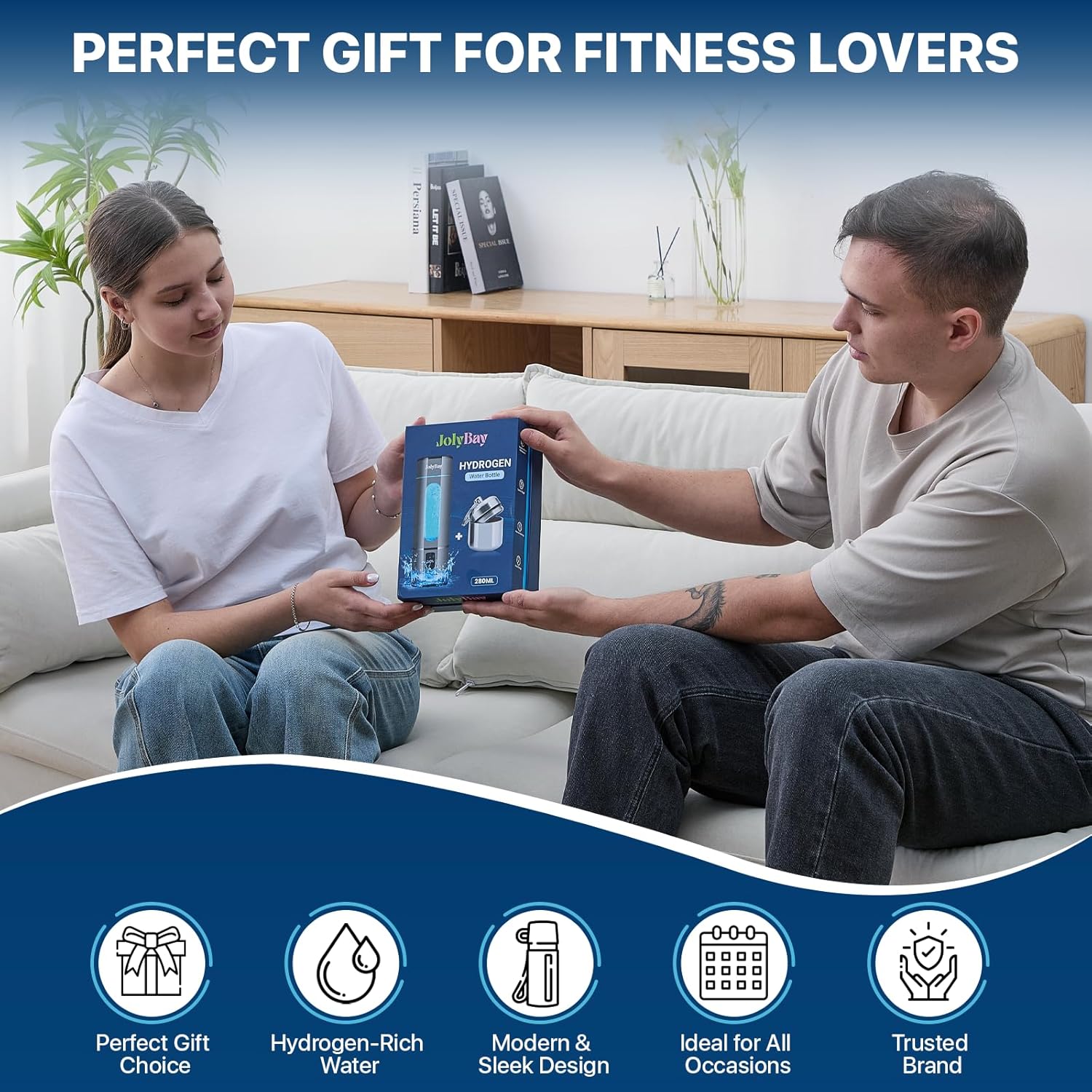 Portable Hydrogen Water Bottle Generator 280ML | Molecular Hydrogen Water Machine with SPE PEM | 8000 PPB and Dual Mode Timer, Lightweight Hydro Bottle for Office, Gym, Home, and Travel